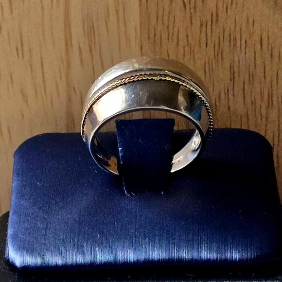 Sterling Silver and 14 K Gold Band Ring - Picture 5 of 9